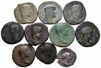 Lot of 10 coins of the Roman Empire. Sestertius and Units of different Emperors: Claudius I, Hadrian, Lucilla, Alexander Severus, Maximinus, Trebonian...