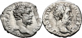 Lot of 2 coins of Clodius Albinus. Denarius, different reverses: COS II Aesculapius and PROVID AVG COS Providentia. Ag. TO EXAMINE. Choice F/Almost VF...