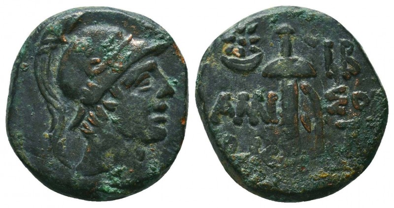 Bronze Æ
Pontos. Amisos, c. 100-85 BC, Struck under Mithradates VI, Helmeted he...