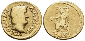 Aureus AV
Rome, 65-66 AD, Nero (54-68), NERO CAESAR AVGVSTVS, Laureate head of Nero to right, with slight beard / SALVS, Salus seated left on throne,...