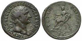 Dupondius Æ
Trajan (98-117), Rome, 101-102, Radiate head r. / Abundantia seated l. on chair formed of two cornucopias, holding sceptre
28 mm, 10,80 ...