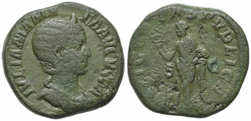 Sestertius Æ
Julia Mamaea (Augusta, 222-235), Rome, AD 228, Draped bust r., wea...