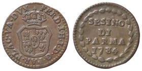 Sesino
Parma, 1784, Ferdinando di Borbone (1765-1802)
22 mm, 3,64 g
CNI 44/51; Mont. 98 CU