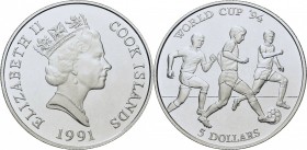5 Dollars AR
Cook Islands, Elisabeth II, World Cup 1994
30 mm, 10,14 g