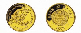 10 Dollars AV
Nauru, First Anniversary of the Euro, 1/25 OZ, Gold 999/1000, 2003
14 mm, 1,24 g