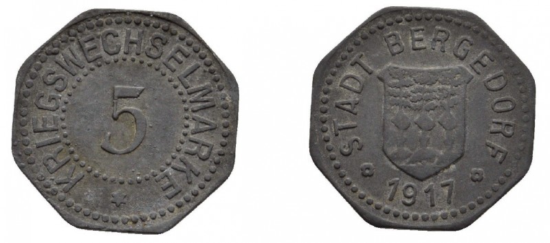 Notgeld Zn
5 Pfennig,Stadt Bergedorf
20 mm, 1,73 g