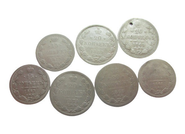 Lot of 7 Russian Silver Coins, SOLD AS SEEN, NO RETURN