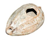 A late Roman (Byzantine) clay lamp, Holy Land, 6th - 7th century AD. Intact