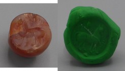 Sassanid seal from carneol, Horse, 5th-6th century AD, 22 x 16 mm