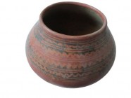 Colima, 200 B.C.-400 A.D., grey clay with red coat and black painting, height 16,5 cm, ø 9,5 cm