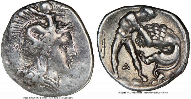 CALABRIA. Tarentum. Ca. 380-280 BC. AR diobol (12mm, 10h). NGC Choice VF. Head o...