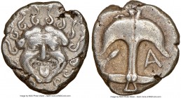 THRACE. Apollonia Pontica. Ca. late 5th-4th centuries BC. AR drachm (14mm, 3.20 gm, 12h). NGC Choice VF 5/5 - 3/5. Facing Gorgoneion, hair of coiled s...