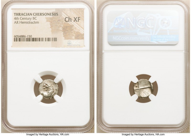 THRACE. Chersonesus. Ca. 4th century BC. AR hemidrachm (12mm). NGC Choice XF. Pe...