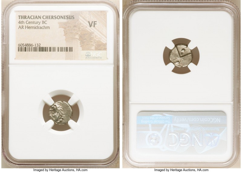 THRACE. Chersonesus. Ca. 4th Century BC. AR hemidrachm (12mm). NGC VF. Persic st...