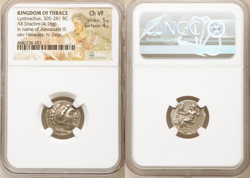 THRACIAN KINGDOM. Lysimachus (305-281 BC). AR drachm (17mm, 4.16 gm, 12h). NGC C...
