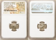 THRACIAN KINGDOM. Lysimachus (305-281 BC). AR drachm (17mm, 4.16 gm, 12h). NGC Choice VF 5/5 - 4/5. Posthumous Alexander type issue of Colophon, ca. 3...