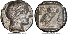 ATTICA. Athens. Ca. 440-404 BC. AR tetradrachm (mm, 17.17 gm, 1h). NGC Choice AU 5/5 - 4/5. Mid-mass coinage issue. Head of Athena right, wearing cres...
