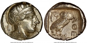 ATTICA. Athens. Ca. 440-404 BC. AR tetradrachm (25mm, 17.20 gm, 12h). NGC AU 5/5 - 4/5. Mid-mass coinage issue. Head of Athena right, wearing crested ...