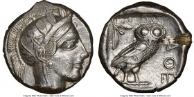 ATTICA. Athens. Ca. 440-404 BC. AR tetradrachm (23mm, 17.16 gm, 10h). NGC AU 5/5 - 2/5, test cut. Mid-mass coinage issue. Head of Athena right, wearin...