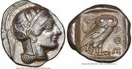 ATTICA. Athens. Ca. 440-404 BC. AR tetradrachm (25mm, 17.18 gm, 4). NGC AU 5/5 - 2/5, brushed. Mid-mass coinage issue. Head of Athena right, wearing c...