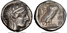 ATTICA. Athens. Ca. 440-404 BC. AR tetradrachm (24mm, 17.14 gm, 10h). NGC Choice XF 5/5 - 4/5. Mid-mass coinage issue. Head of Athena right, wearing c...