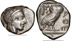 ATTICA. Athens. Ca. 440-404 BC. AR tetradrachm (24mm, 17.21 gm, 4h). NGC Choice XF 4/5 - 4/5. Mid-mass coinage issue. Head of Athena right, wearing cr...