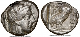 ATTICA. Athens. Ca. 440-404 BC. AR tetradrachm (23mm, 17.19 gm, 1h). NGC XF 4/5 - 4/5. Mid-mass coinage issue. Head of Athena right, wearing crested A...