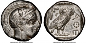 ATTICA. Athens. Ca. 440-404 BC. AR tetradrachm (24mm, 17.14 gm, 10h). NGC XF 4/5 - 3/5, brushed. Mid-mass coinage issue. Head of Athena right, wearing...