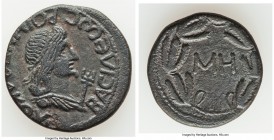 BOSPORUS KINGDOM. Rhoemetalces (ca. AD 131-154). AE unit (24mm, 10.51 gm, 12h). VF, possibly altered. Diademed, draped bust of Rhoemetalces right, tri...
