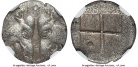 LESBOS. Uncertain city. Circa 478-460 BC. AR sixth stater (12mm). NGC Choice XF. Two boar's heads closely confronting, POI (retrograde) above.  BMC Le...