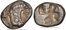 IONIA. Phocaea. Ca. late 6th-early 5th centuries BC. AR trihemiobol (9mm, 0.74 gm). NGC AU 4/5 -3/5. Head of Griffin left / Quadripartite incuse squar...
