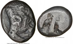 CARIA. Uncertain mint. Ca. 520-450 BC. AR stater (18mm). NGC Fine, scratches. Persic standard, (Mylasa?). Forepart of lion left, mouth opened slightly...