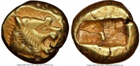 LYDIAN KINGDOM. Alyattes or Walwet (ca. 610-546 BC). EL third-stater or trite (12mm, 4.71 gm). NGC Choice VF 4/5 - 4/5. Uninscribed issue, Lydo-Milesi...