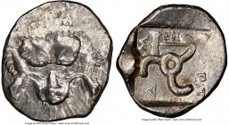 LYCIAN DYNASTS. Mithrapata (ca. 390-360 BC). AR sixth-stater (11mm, 1.43 gm, 10h). NGC MS 4/5 - 5/5. Uncertain mint. Lion scalp facing / M-EΘ-PAΠA-T-A...