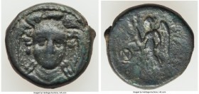 SELEUCID KINGDOM. Antiochus I Soter (281-261 BC). AE (14mm, 2.81 gm, 12h). Choice Fine, scratch. Smyrna or Sardes. Head of Athena facing, wearing trip...