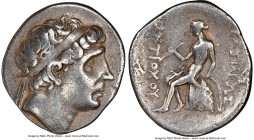 SELEUCID KINGDOM. Antiochus I Soter (281-261 BC). AR drachm (17mm, 6h). NGC VF. Seleuceia on Tigris. Diademed head of Antiochus I right; dotted border...