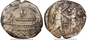 PHOENICIA. Sidon. Tennes (ca. 351-347 BC). AR 1/16 shekel (10mm, 0.69 gm, 6h). NGC AU 5/5 - 3/5, edge cut. Dated year 2 (ca. 350/49 BC). Galley to lef...