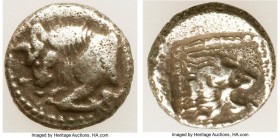 ASIA MINOR. Uncertain mint. 5th century BC. AR obol (9mm, 0.68 gm, 12h). Choice Fine. Forepart of bull left; dotted border / Head of lion right; in sq...