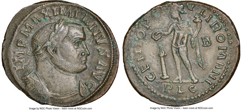 Maximian (AD 286-310). BI nummus or follis (28mm, 10.20 gm, 6h). NGC Choice XF 4...