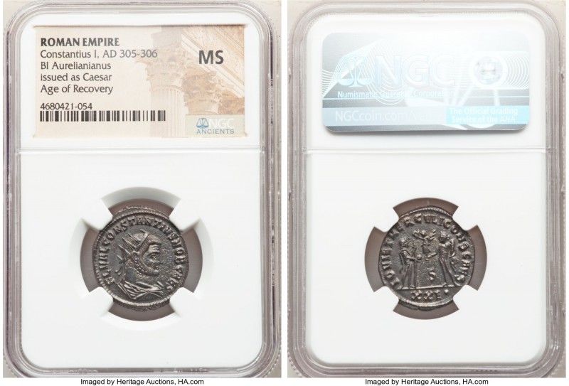 Constantius I, as Caesar (AD 305-306). BI antoninianus (20mm, 12h). NGC MS. Anti...