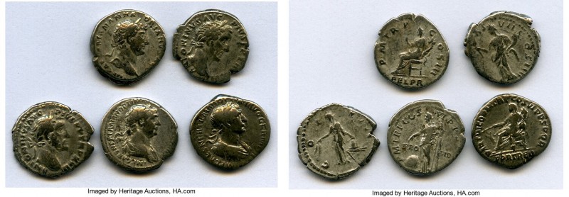 ANCIENT LOTS. Roman Imperial. Lot of five (5) AR denarii. About VF-VF. Includes:...