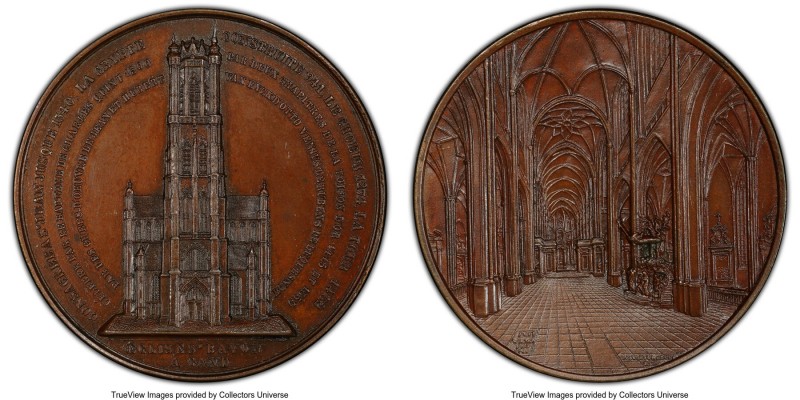 Leopold I bronzed copper Specimen "Saint-Bavon de Gand" Medal 1846 SP64 PCGS, Ho...