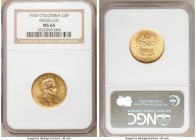 Republic gold 5 Pesos 1925 MS64 NGC, Medellin mint, KM204. Conservatively graded, reflective surfaces. AGW 0.2355 oz. 

HID09801242017

© 2020 Her...