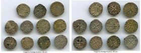 Principality of Antioch 11-Piece Lot of Uncertified Bohemond Era "Helmet" Deniers ND (1163-1201) VF, Average size 17.5mm. Average weight 0.90gm. Sold ...