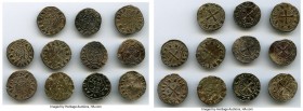Principality of Antioch 11-Piece Lot of Uncertified Bohemond Era "Helmet" Deniers Nd (1163-1201) VF, Average size 17.5mm. Average weight 0.90gm. Sold ...