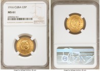Republic gold 5 Pesos 1916 MS61 NGC, Philadelphia mint, KM19. AGW 0.2419 oz.

HID09801242017

© 2020 Heritage Auctions | All Rights Reserved