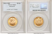 Christian X gold 20 Kroner 1913 (h)-VBP MS65 PCGS, Copenhagen mint, KM817.1. Orange peripheral toning. AGW 0.2593 oz. 

HID09801242017

© 2020 Her...