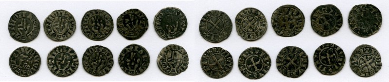 10-Piece Lot of Uncertified Assorted Deniers ND (12th-13th Century) VF, Includes...