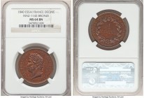 Louis Philippe I bronze Essai Decime 1840 MS64 Brown NGC, KM-E10, Maz-1143. Reflective chestnut surface. 

HID09801242017

© 2020 Heritage Auction...