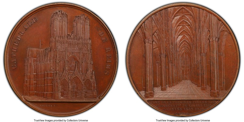 Napoleon III bronzed copper Specimen "Cathedral of Reims" Medal ND (1859) SP63 P...